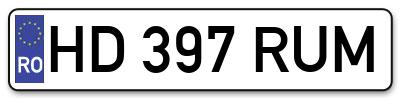 Placuta inmatriculare numar auto  HD-397-RUM, HD 397 RUM, HD397RUM