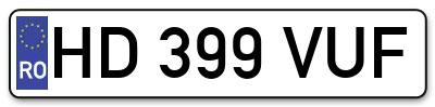 Placuta inmatriculare numar auto  HD-399-VUF, HD 399 VUF, HD399VUF
