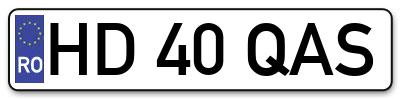 Placuta inmatriculare numar auto  HD-40-QAS, HD 40 QAS, HD40QAS