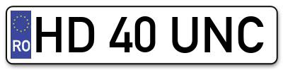 Placuta inmatriculare numar auto  HD-40-UNC, HD 40 UNC, HD40UNC