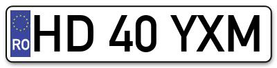 Placuta inmatriculare numar auto  HD-40-YXM, HD 40 YXM, HD40YXM