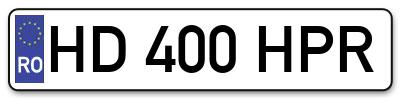 Placuta inmatriculare numar auto  HD-400-HPR, HD 400 HPR, HD400HPR