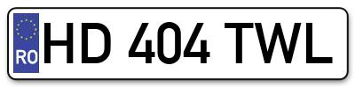 Placuta inmatriculare numar auto  HD-404-TWL, HD 404 TWL, HD404TWL