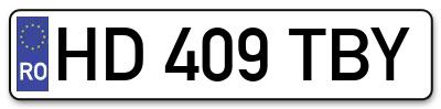 Placuta inmatriculare numar auto  HD-409-TBY, HD 409 TBY, HD409TBY