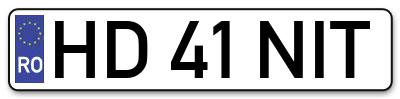 Placuta inmatriculare numar auto  HD-41-NIT, HD 41 NIT, HD41NIT