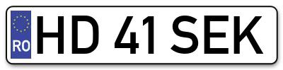 Placuta inmatriculare numar auto  HD-41-SEK, HD 41 SEK, HD41SEK