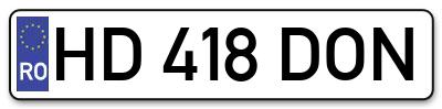 Placuta inmatriculare numar auto  HD-418-DON, HD 418 DON, HD418DON