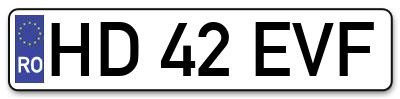 Placuta inmatriculare numar auto  HD-42-EVF, HD 42 EVF, HD42EVF