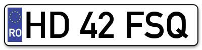 Placuta inmatriculare numar auto  HD-42-FSQ, HD 42 FSQ, HD42FSQ
