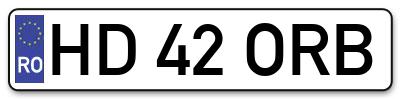Placuta inmatriculare numar auto  HD-42-ORB, HD 42 ORB, HD42ORB