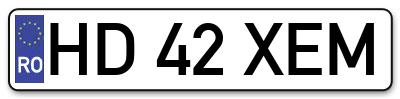 Placuta inmatriculare numar auto  HD-42-XEM, HD 42 XEM, HD42XEM