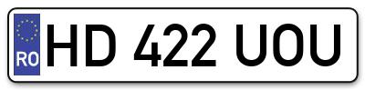 Placuta inmatriculare numar auto  HD-422-UOU, HD 422 UOU, HD422UOU