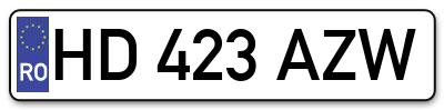 Placuta inmatriculare numar auto  HD-423-AZW, HD 423 AZW, HD423AZW