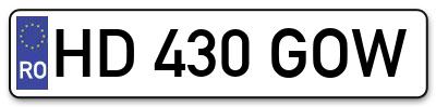 Placuta inmatriculare numar auto  HD-430-GOW, HD 430 GOW, HD430GOW