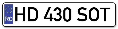 Placuta inmatriculare numar auto  HD-430-SOT, HD 430 SOT, HD430SOT