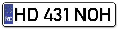 Placuta inmatriculare numar auto  HD-431-NOH, HD 431 NOH, HD431NOH