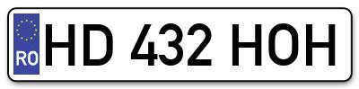 Placuta inmatriculare numar auto  HD-432-HOH, HD 432 HOH, HD432HOH