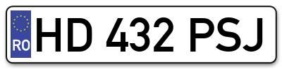 Placuta inmatriculare numar auto  HD-432-PSJ, HD 432 PSJ, HD432PSJ