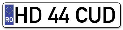 Placuta inmatriculare numar auto  HD-44-CUD, HD 44 CUD, HD44CUD