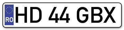 Placuta inmatriculare numar auto  HD-44-GBX, HD 44 GBX, HD44GBX