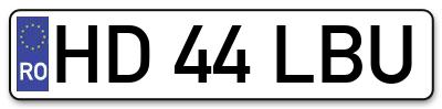 Placuta inmatriculare numar auto  HD-44-LBU, HD 44 LBU, HD44LBU