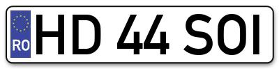 Placuta inmatriculare numar auto  HD-44-SOI, HD 44 SOI, HD44SOI
