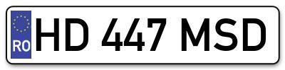 Placuta inmatriculare numar auto  HD-447-MSD, HD 447 MSD, HD447MSD