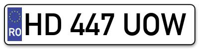 Placuta inmatriculare numar auto  HD-447-UOW, HD 447 UOW, HD447UOW