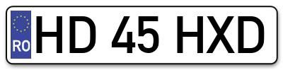 Placuta inmatriculare numar auto  HD-45-HXD, HD 45 HXD, HD45HXD