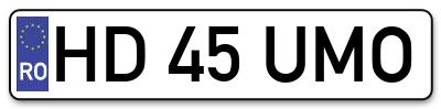Placuta inmatriculare numar auto  HD-45-UMO, HD 45 UMO, HD45UMO