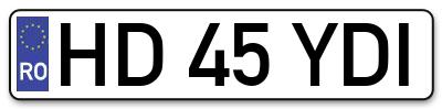 Placuta inmatriculare numar auto  HD-45-YDI, HD 45 YDI, HD45YDI