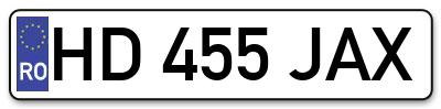 Placuta inmatriculare numar auto  HD-455-JAX, HD 455 JAX, HD455JAX