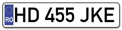 Placuta inmatriculare numar auto  HD-455-JKE, HD 455 JKE, HD455JKE