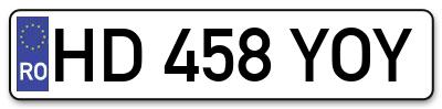Placuta inmatriculare numar auto  HD-458-YOY, HD 458 YOY, HD458YOY