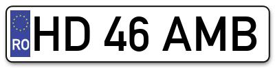 Placuta inmatriculare numar auto  HD-46-AMB, HD 46 AMB, HD46AMB