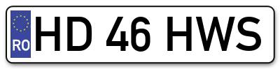 Placuta inmatriculare numar auto  HD-46-HWS, HD 46 HWS, HD46HWS