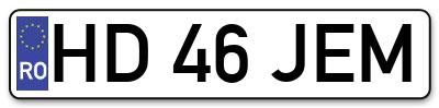 Placuta inmatriculare numar auto  HD-46-JEM, HD 46 JEM, HD46JEM