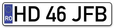 Placuta inmatriculare numar auto  HD-46-JFB, HD 46 JFB, HD46JFB