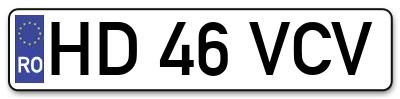 Placuta inmatriculare numar auto  HD-46-VCV, HD 46 VCV, HD46VCV