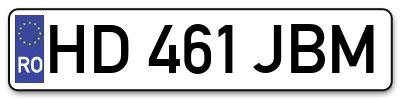 Placuta inmatriculare numar auto  HD-461-JBM, HD 461 JBM, HD461JBM