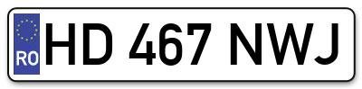 Placuta inmatriculare numar auto  HD-467-NWJ, HD 467 NWJ, HD467NWJ
