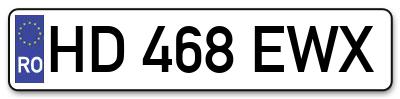 Placuta inmatriculare numar auto  HD-468-EWX, HD 468 EWX, HD468EWX