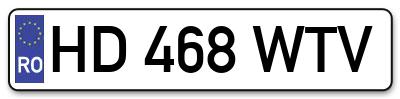 Placuta inmatriculare numar auto  HD-468-WTV, HD 468 WTV, HD468WTV