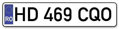 Placuta inmatriculare numar auto  HD-469-CQO, HD 469 CQO, HD469CQO