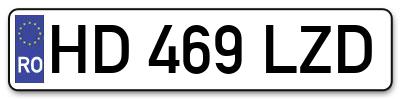 Placuta inmatriculare numar auto  HD-469-LZD, HD 469 LZD, HD469LZD