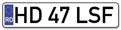 Placuta inmatriculare numar auto  HD-47-LSF, HD 47 LSF, HD47LSF