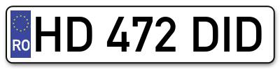 Placuta inmatriculare numar auto  HD-472-DID, HD 472 DID, HD472DID