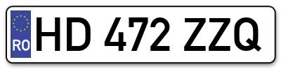 Placuta inmatriculare numar auto  HD-472-ZZQ, HD 472 ZZQ, HD472ZZQ