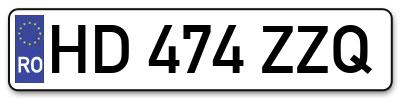 Placuta inmatriculare numar auto  HD-474-ZZQ, HD 474 ZZQ, HD474ZZQ