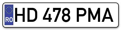 Placuta inmatriculare numar auto  HD-478-PMA, HD 478 PMA, HD478PMA